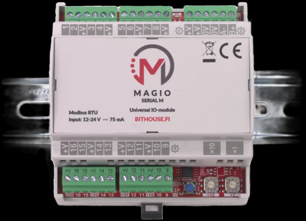 Magio Serial M -moduuli DIN-kiskossa